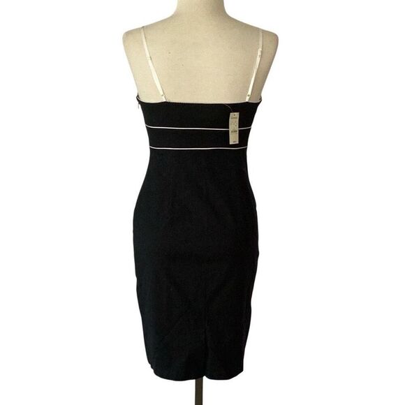 NWT Express Little Black Dress Women’s 8 White Satin Bow Straps Lined - Picture 3 of 10